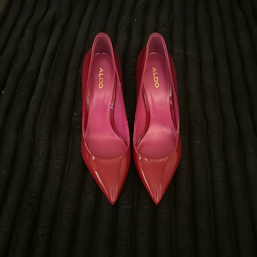 Red patent leather heels